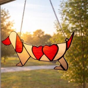 Dachshund Sun Catcher Decor – Doxie Low Rider Sausage Dog Window Art 
O
